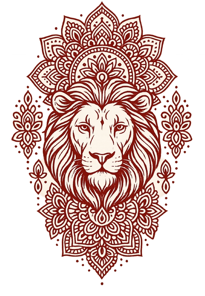 Tattoovorlage Löwe mit Mandala-Design für Oberarm
