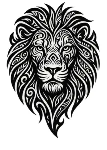 tattoovorlage-loewe-mit-tribal-mustern-fuer-maenner