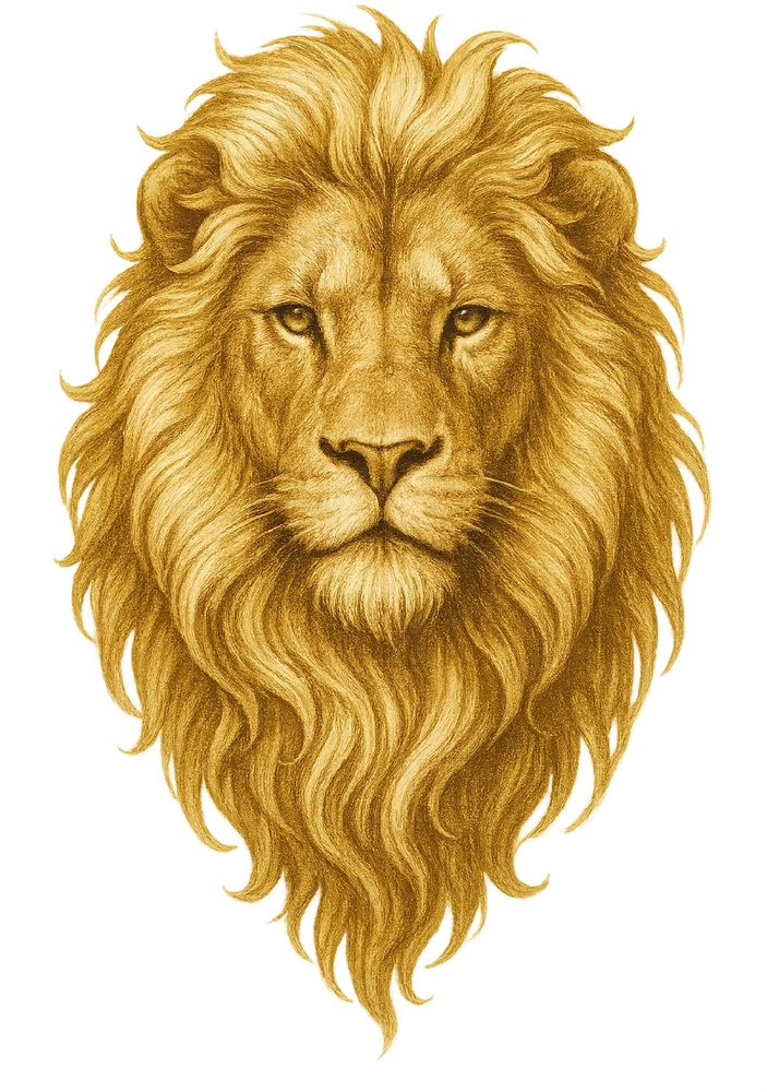 Tattoovorlage Löwenkopf mit majestätischer Mähne in realistischem Stil