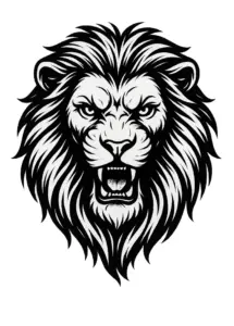 tattoovorlage-loewenkopf-fuer-die-brust-schwarz-weiss