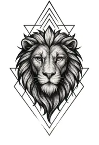 tattoovorlage-loewenkopf-geometrische-formen