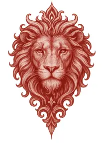 tattoovorlage-loewenkopf-mit-kunstvollen-elementen