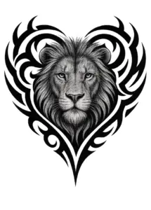 tattoovorlage-loewenmotiv-im-tribal-design-fuer-brusttattoos