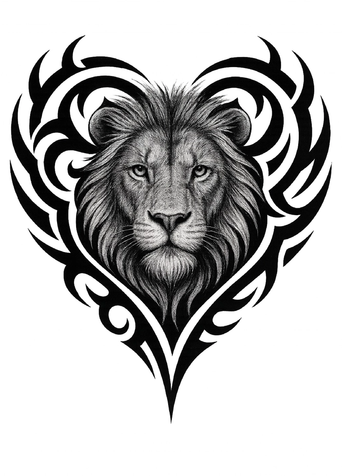 Tattoovorlage Löwe im Tribal-Design für Brusttattoos