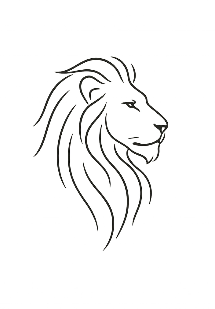 Tattoovorlage Löwenkopf in minimalistischen Linien