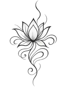 tattoovorlage-lotusblume-mit-schwingenden-linien