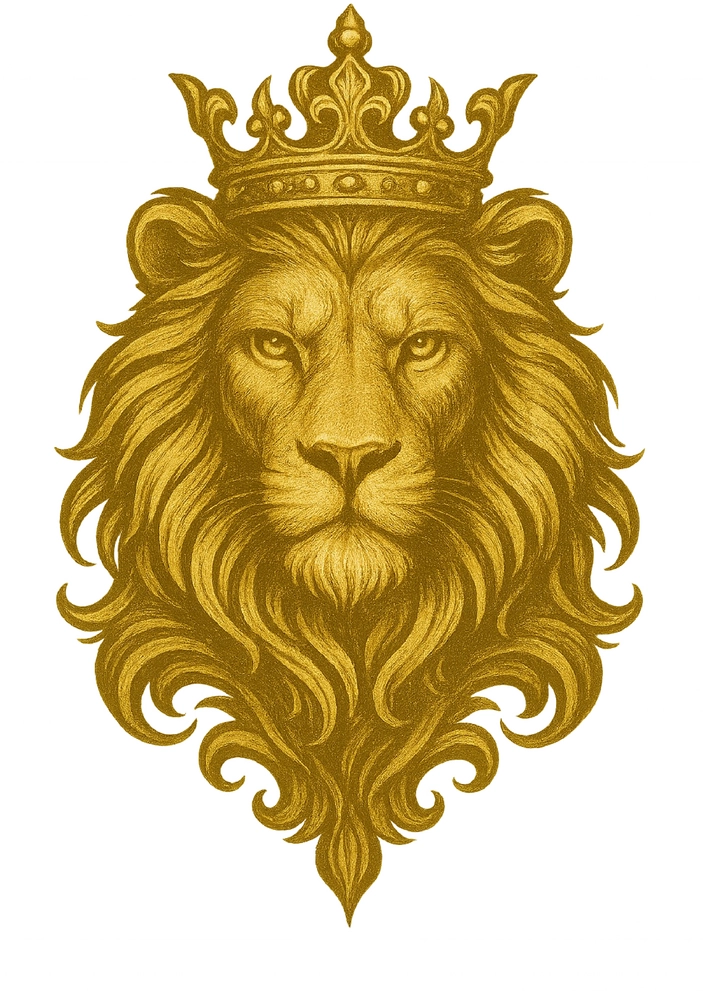 Tattoovorlage majestätischer Löwe mit Krone