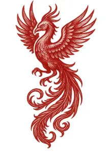tattoovorlage-majestaetischer-phoenix-in-roter-farbe