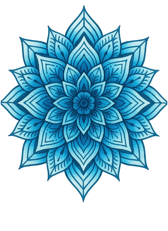 Tattoovorlage Mandala in Blau für den Rücken
