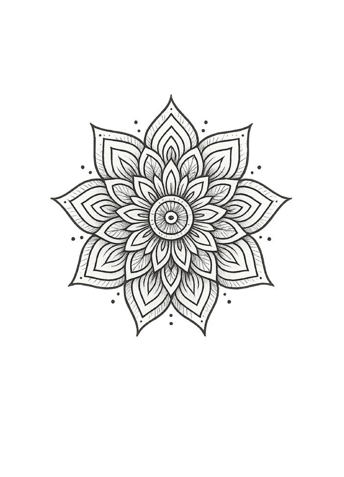 Tattoovorlage Mandala mit feinen Details für Oberarm