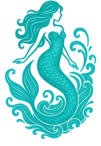 tattoovorlage-meerjungfrau-mit-wellen-und-schuetzen