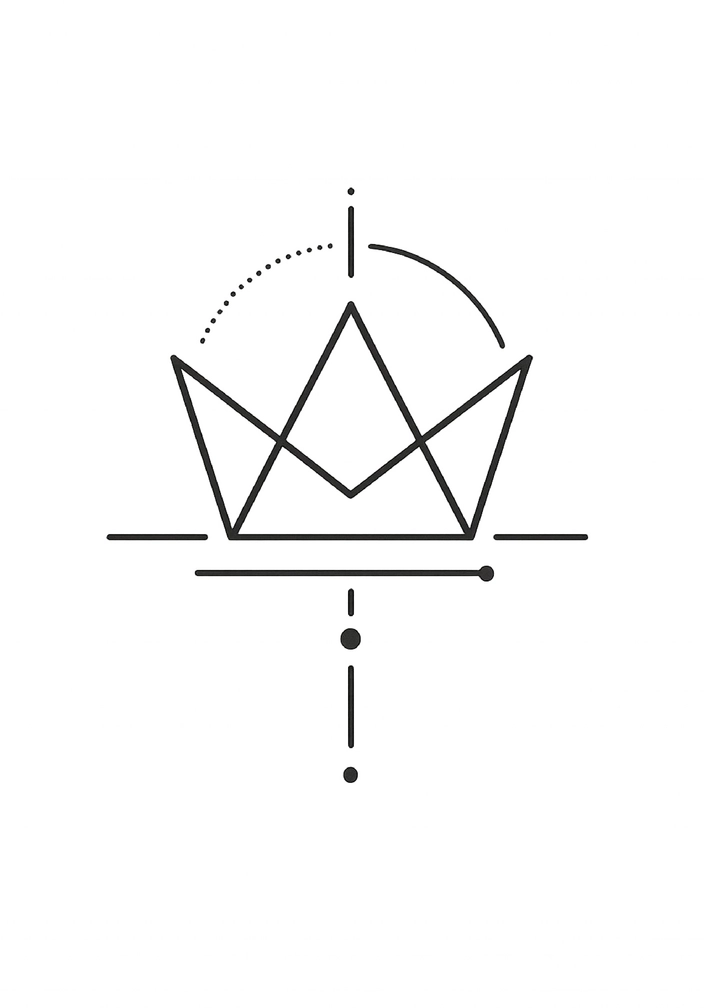 Tattoovorlage minimalistische geometrische Krone schwarz-weiß