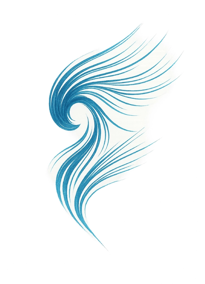 Tattoovorlage mit abstrakten Wellenlinien in Blau