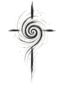 tattoovorlage-mit-abstrakter-spirale-und-kreuzmotiv