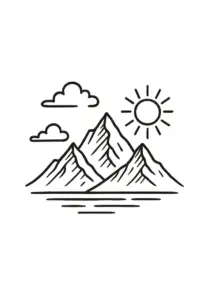 tattoovorlage-mit-bergen-sonne-und-wolken-im-minimalistischen-stil