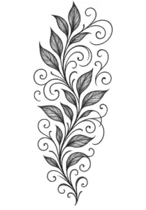 tattoovorlage-mit-blaettern-und-stilisierten-ranken-oberschenkel