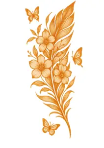 tattoovorlage-mit-blumen-und-schmetterlingen-orange