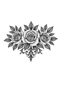 tattoovorlage-mit-drei-rosen-und-blaettern