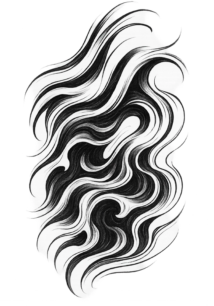 Tattoovorlage mit dynamischen schwarzen und weißen Wellen