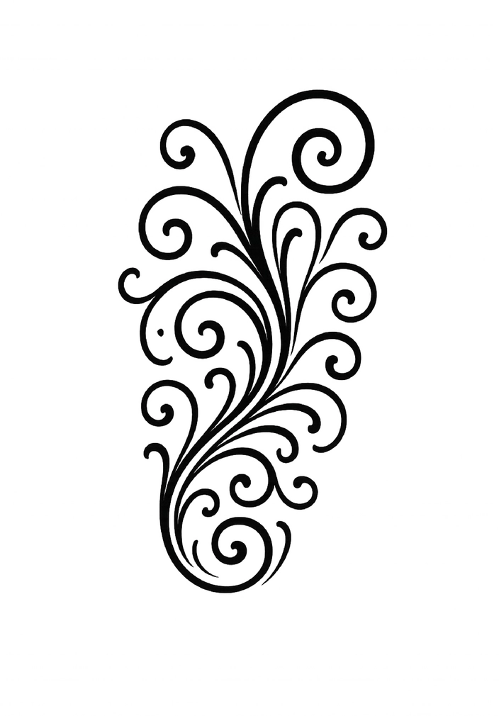 Tattoovorlage mit eleganten geschwungenen Linien und Spiralen