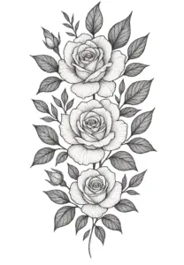tattoovorlage-mit-eleganten-rosen-und-blaettern