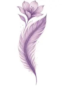 tattoovorlage-mit-feder-und-blume-in-lila