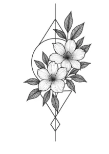 tattoovorlage-mit-floralen-elementen-geometrischen-formen