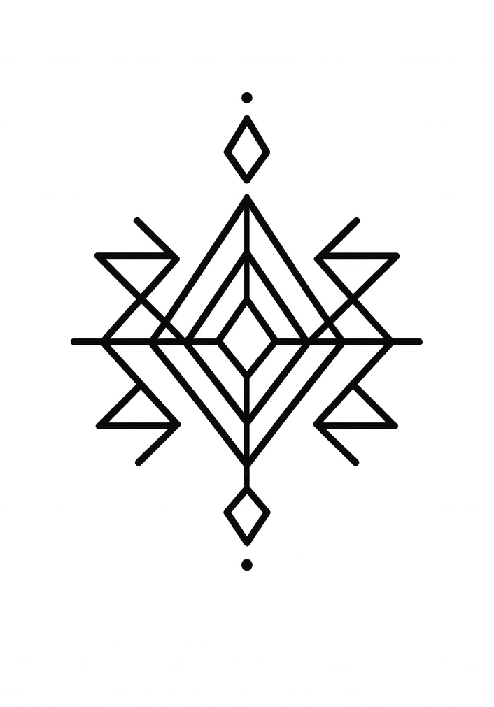 Tattoovorlage mit geometrischem Design aus Linien und Dreiecken