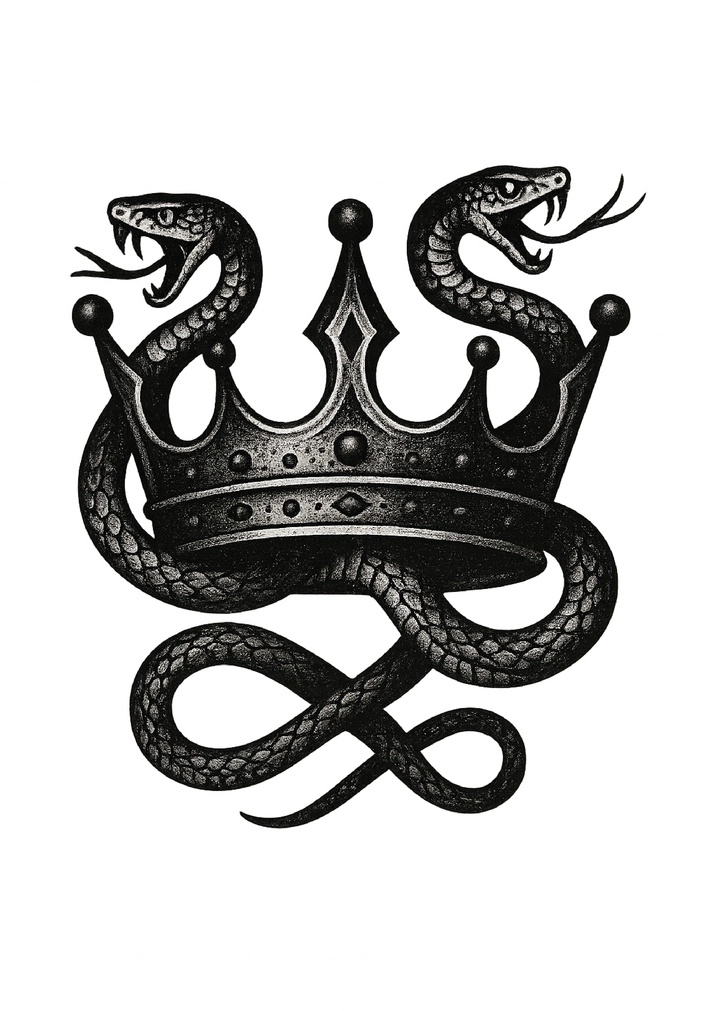 Tattoovorlage mit Krone und Schlangenmotiv
