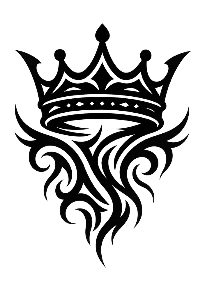 Tattoovorlage mit Krone und tribalem Design für Männer