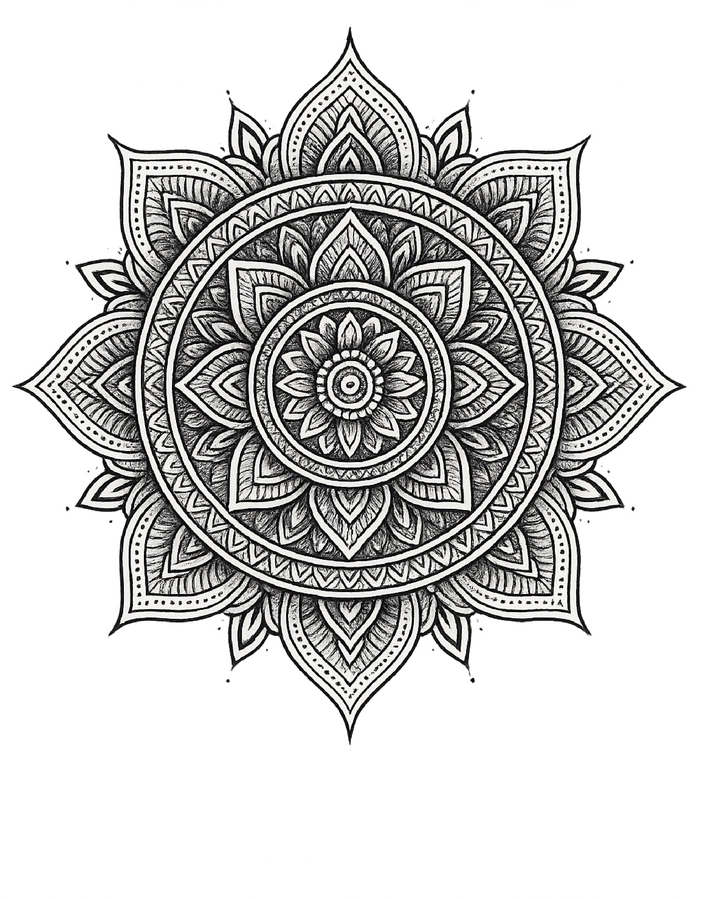 Tattoovorlage mit kunstvollem Mandala-Design und feinen Details