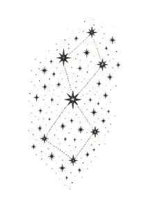 tattoovorlage-mit-kunstvollem-sternenbild-und-vielen-kleinen-sternen