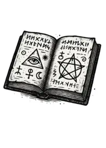 tattoovorlage-mit-mystischen-symbolen-und-magischem-buch