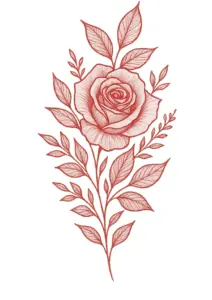 tattoovorlage-mit-roter-rose-und-blaettern