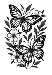 tattoovorlage-mit-schmetterlingen-und-blumen-im-schwarz-weiss-stil
