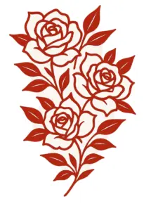 tattoovorlage-mit-stilisierten-rosen-und-blaettern-in-rot