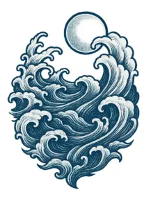 tattoovorlage-mit-stilisierten-wellen-und-sonne