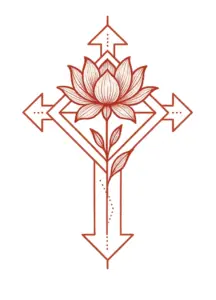 tattoovorlage-mit-stilisierter-blume-und-geometrischen-formen