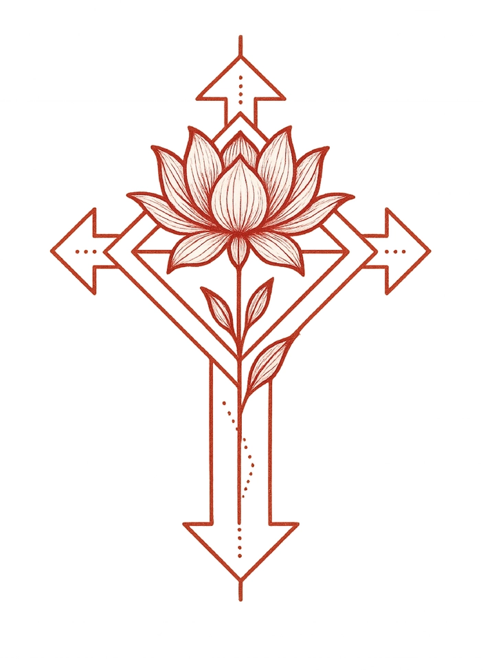 Tattoovorlage mit stilisierter Blume und geometrischen Formen