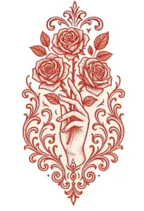 tattoovorlage-mit-stilisierter-hand-und-rosen