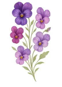 tattoovorlage-mit-veilchen-in-verschiedenen-farben