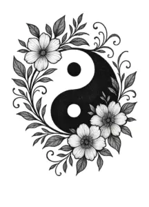 tattoovorlage-mit-yin-yang-und-floralen-elementen