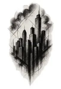 tattoovorlage-moderne-stadtlandschaft-im-schwarz-weiss-stil