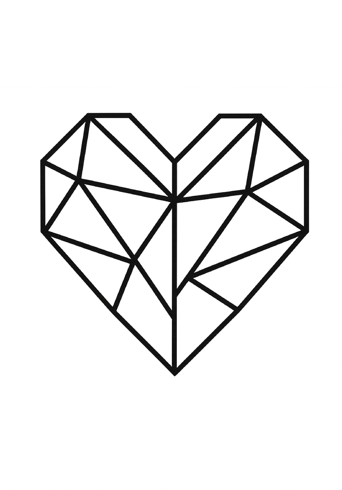 Tattoovorlage modernes geometrisches Herz mit klaren Linien