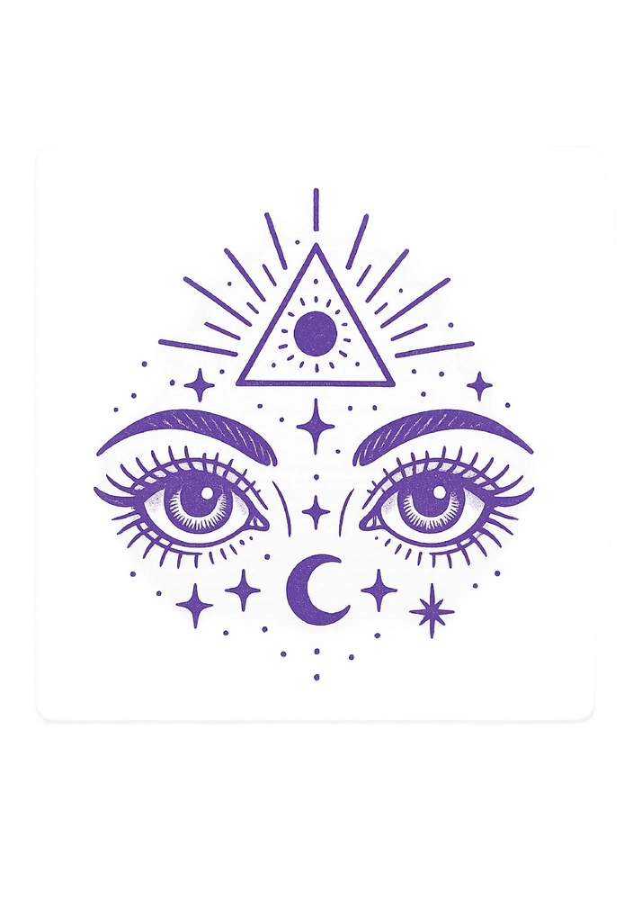 Tattoovorlage mit mystischen Augen und Symbolen
