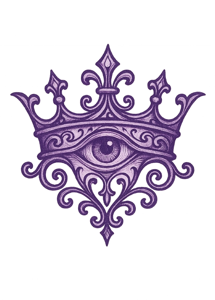 Tattoovorlage mit mystischer Krone und Auge