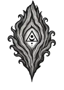 tattoovorlage-mystisches-symbol-flammen-design-schwarz-weiß