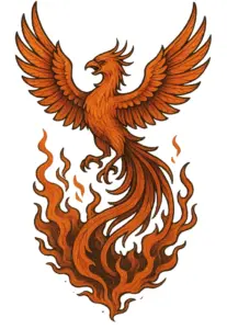 tattoovorlage-phoenix-aus-flammen-mit-orangefarbenen-akzenten