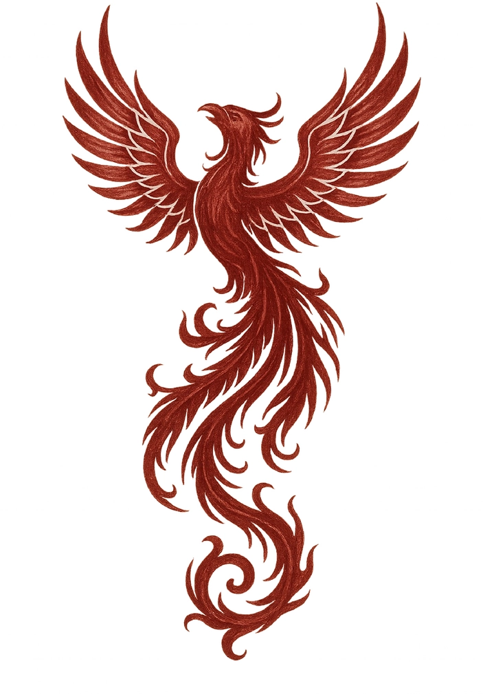 Tattoovorlage Phoenix mit kunstvollem Design und Symbolik