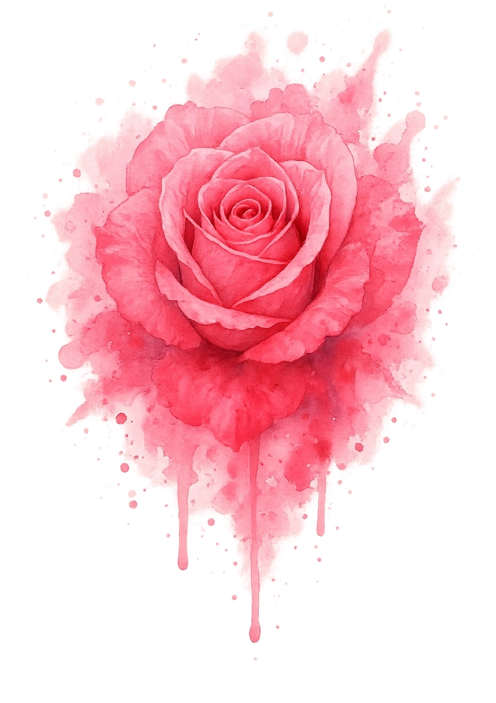 Tattoovorlage realistische Rose in Wasserfarben